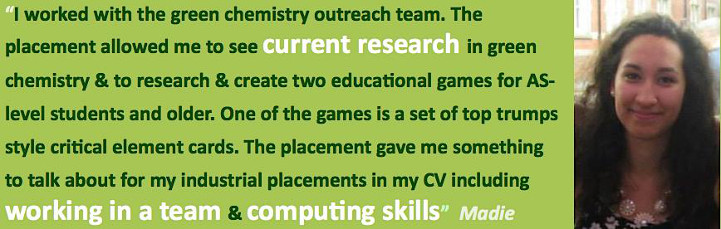 Student quote about working with the Green Chemistry Outreach Team